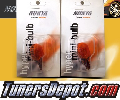 NOKYA® Bulbs (PAIR) - Dual Filament Plug in Glass Base 7443 (Hyper Amber) - UNIVERSAL