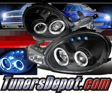 SPEC-D® 1pc Halo Projector Headlights (Black) - 00-02 Dodge Neon