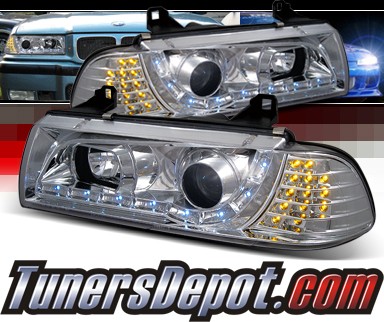 SPEC-D® DRL LED Projector Headlights - 92-98 BMW 318is E36 2dr
