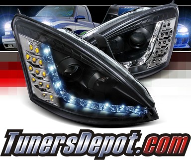 SPEC-D® DRL LED Projector Headlights (Black) - 00-04 Ford Focus (Version 2)
