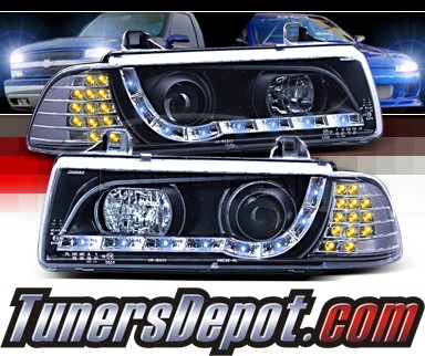 SPEC-D® DRL LED Projector Headlights (Black) - 92-98 BMW 318is 2dr E36