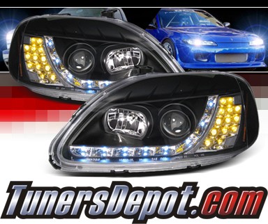 SPEC-D® DRL LED Projector Headlights (Black) - 96-98 Honda Civic (Version 2)