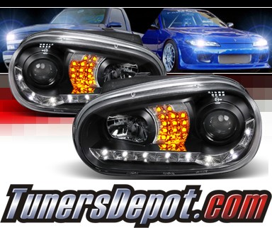 SPEC-D® DRL LED Projector Headlights (Black) - 99-05 VW Volkswagen Golf IV (Version 2)