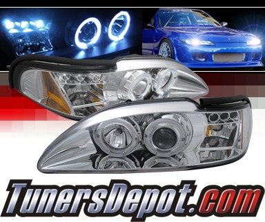 SPEC-D® Halo LED Projector Headlights - 94-98 Ford Mustang