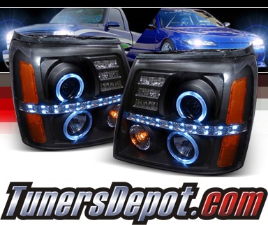 SPEC-D® Halo LED Projector Headlights (Black) - 02-06 Cadillac Escalade (w/o Stock HID)