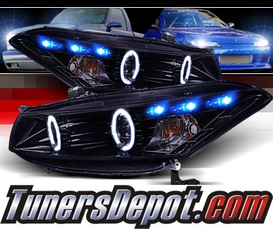 SPEC-D® Halo LED Projector Headlights (Black) - 08-12 Honda Accord 2dr