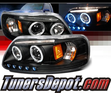 SPEC-D® Halo LED Projector Headlights (Black) - 97-02 Ford Expedition