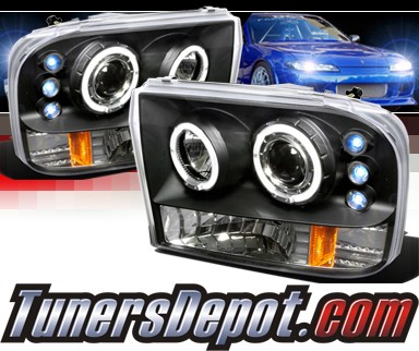 SPEC-D® Halo LED Projector Headlights (Black) - 99-04 Ford F-350 F350