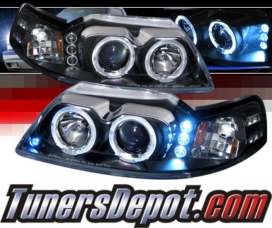 SPEC-D® Halo LED Projector Headlights (Black) - 99-04 Ford Mustang