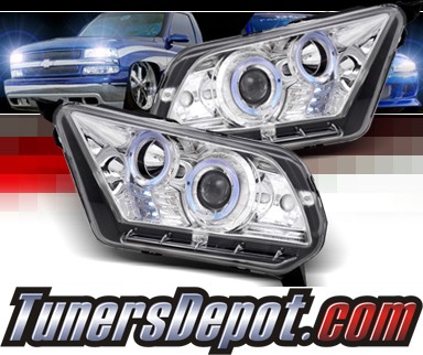 SPEC-D® Halo LED Projector Headlights (Chrome) - 10-12 Ford Mustang (w/o Stock HID)