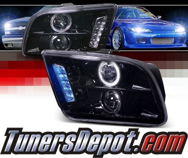 SPEC-D® Halo LED Projector Headlights (Glossy Black) - 05-09 Ford Mustang