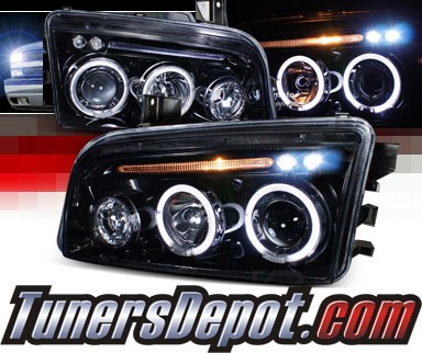 SPEC-D® Halo LED Projector Headlights (Glossy Black) - 05-10 Dodge Charger