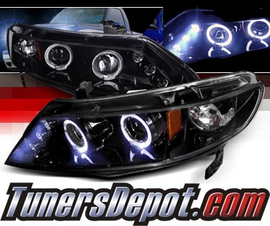 SPEC-D® Halo LED Projector Headlights (Glossy Black) - 06-11 Honda Civic 4dr