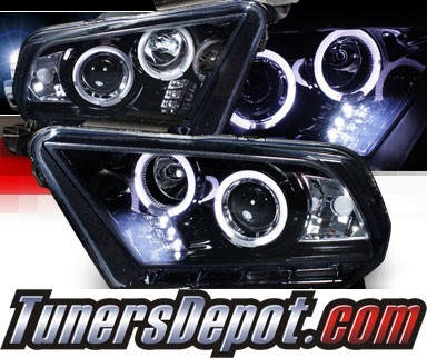 SPEC-D® Halo LED Projector Headlights (Glossy Black) - 10-13 Ford Mustang