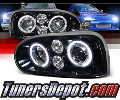 SPEC-D® Halo LED Projector Headlights (Glossy Black) - 93-98 VW Volkswagen Golf