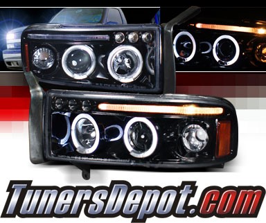 SPEC-D® Halo LED Projector Headlights (Glossy Black) - 94-01 Dodge Ram 2500 / 3500 Pickup