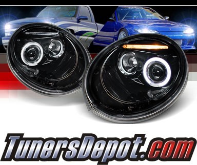 SPEC-D® Halo LED Projector Headlights (Glossy Black) - 98-05 VW Volkswagen Beetle
