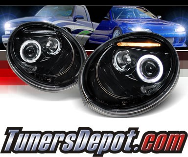 SPEC-D® Halo LED Projector Headlights (Glossy Black) - 98-05 VW Volkswagen Beetle