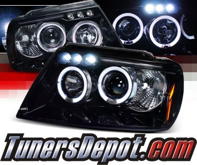SPEC-D® Halo LED Projector Headlights (Glossy Black) - 99-04 Jeep Grand Cherokee