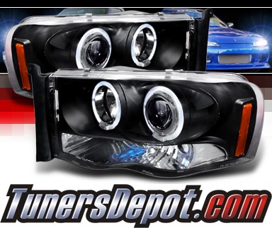 SPEC-D® Halo Projector Headlights (Black) - 02-05 Dodge Ram 1500 Pickup