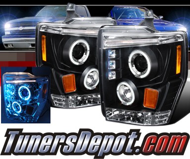 SPEC-D® Halo Projector Headlights (Black) - 08-10 Ford F-250 F250 Super Duty