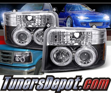 SPEC-D® Halo Projector Headlights (Black) - 92-96 Ford F350 F-350