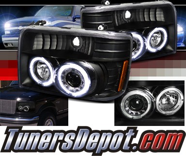 SPEC-D® Halo Projector Headlights (Black) - 92-96 Ford F450 F-450 (Version 2)