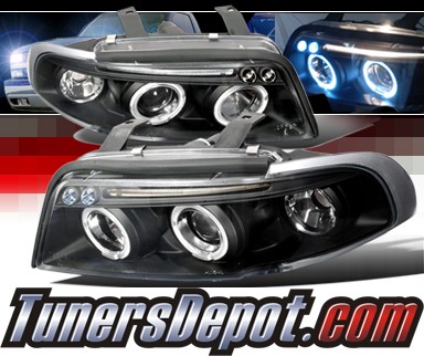 SPEC-D® Halo Projector Headlights (Black) - 96-99 Audi A4 with 2 piece headlight