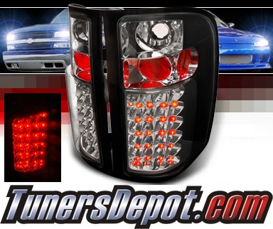 SPEC-D® LED Tail Lights (Black) - 09-10 Chevy Silverado Pickup Truck with 3047 Reverse Bulb ONLY (not 921 bulb)