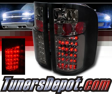 SPEC-D® LED Tail Lights (Smoke) - 09-10 Chevy Silverado Pickup Truck with 3047 Reverse Bulb ONLY (not 921 bulb)