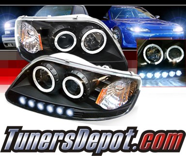 Sonar® 1 pc Halo Projector Headlights (Black) - 97-02 Ford Expedition