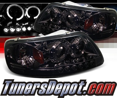 Sonar® 1 pc Halo Projector Headlights (Smoke) - 97-03 Ford F-150 F150