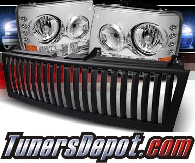 Sonar® 1 pc LED Crystal Headlights - 00-06 Chevy Tahoe (Black Vertical Grill Included)