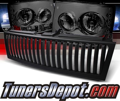 Sonar® 1 pc LED Crystal Headlights (Smoke ) - 00-06 Chevy Suburban (Vertical Grill Included)
