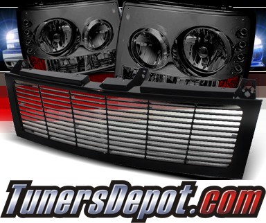 Sonar® 1 pc LED Crystal Headlights (Smoke ) - 00-06 Chevy Tahoe (Horizontal Grill Included)