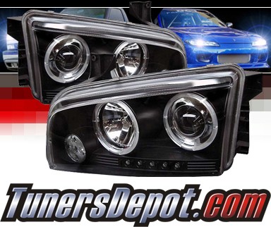 Sonar® CCFL Halo Projector Headlights (Black) - 06-10 Dodge Charger