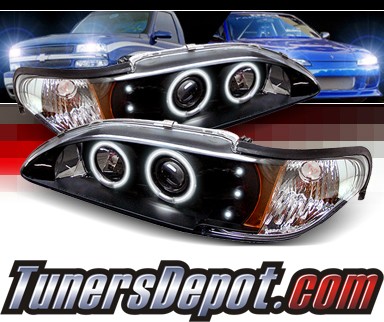 Sonar® CCFL Halo Projector Headlights (Black) - 94-98 Ford Mustang