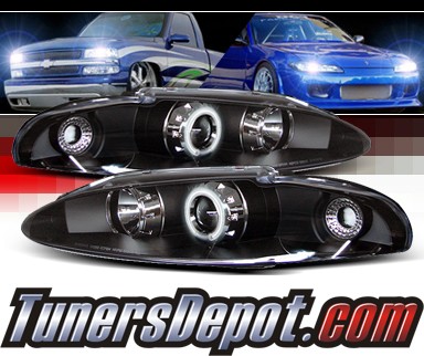 Sonar® CCFL Halo Projector Headlights (Black) -  95-96 Mitsubishi Eclipse