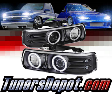Sonar® CCFL Halo Projector Headlights (Black) - 99-02 Chevy Silverado