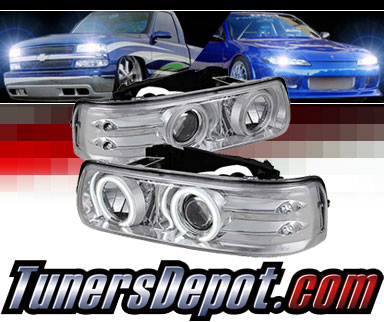 Sonar® CCFL Halo Projector Headlights (Chrome) - 99-02 Chevy Silverado