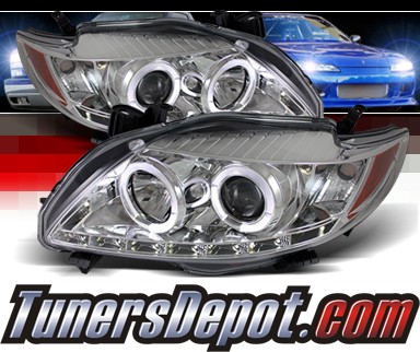 Sonar® DRL LED Halo Projector Headlights - 09-10 Toyota Corolla