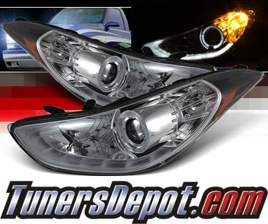Sonar® DRL LED Halo Projector Headlights - 11-13 Hyundai Elantra