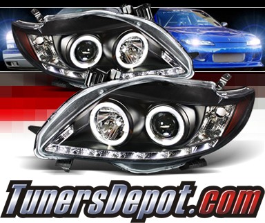 Sonar® DRL LED Halo Projector Headlights (Black) - 09-10 Toyota Corolla