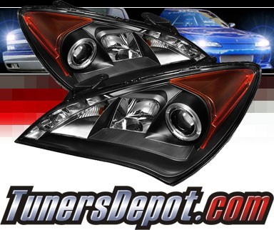 Sonar® DRL LED Halo Projector Headlights (Black) - 10-12 Hyundai Genesis 2dr Coupe