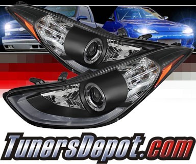 Sonar® DRL LED Halo Projector Headlights (Black) - 11-13 Hyundai Elantra