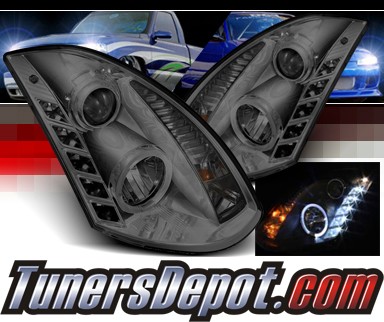 Sonar® DRL LED Halo Projector Headlights (Smoke) - 03-08 Infiniti G35 2dr.