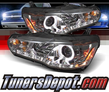 Sonar® DRL LED Halo Projector Headlights (Smoke) - 08-12 Mitsubishi Lancer (w/o Stock HID)