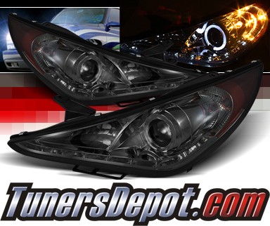 Sonar® DRL LED Halo Projector Headlights (Smoke) - 11-14 Hyundai Sonata
