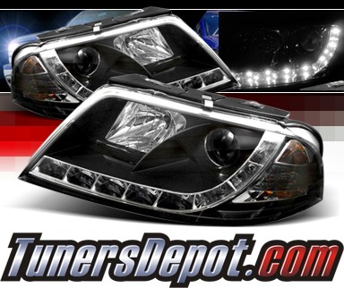 Sonar® DRL LED Projector Headlights (Black) - 01-05 VW Volkswagen Passat