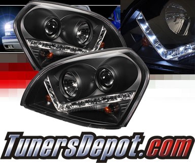 Sonar® DRL LED Projector Headlights (Black) - 04-09 Hyundai Tucson
